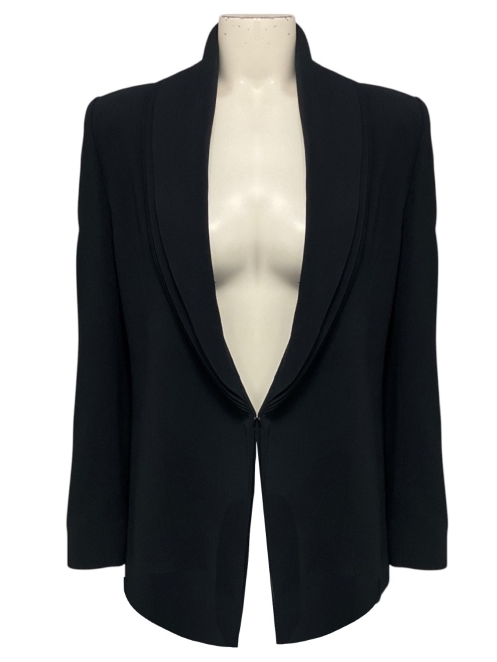 BRANDON MAXWELL NAVY BLUE VISCOSE CREPE BLAZER JACKET